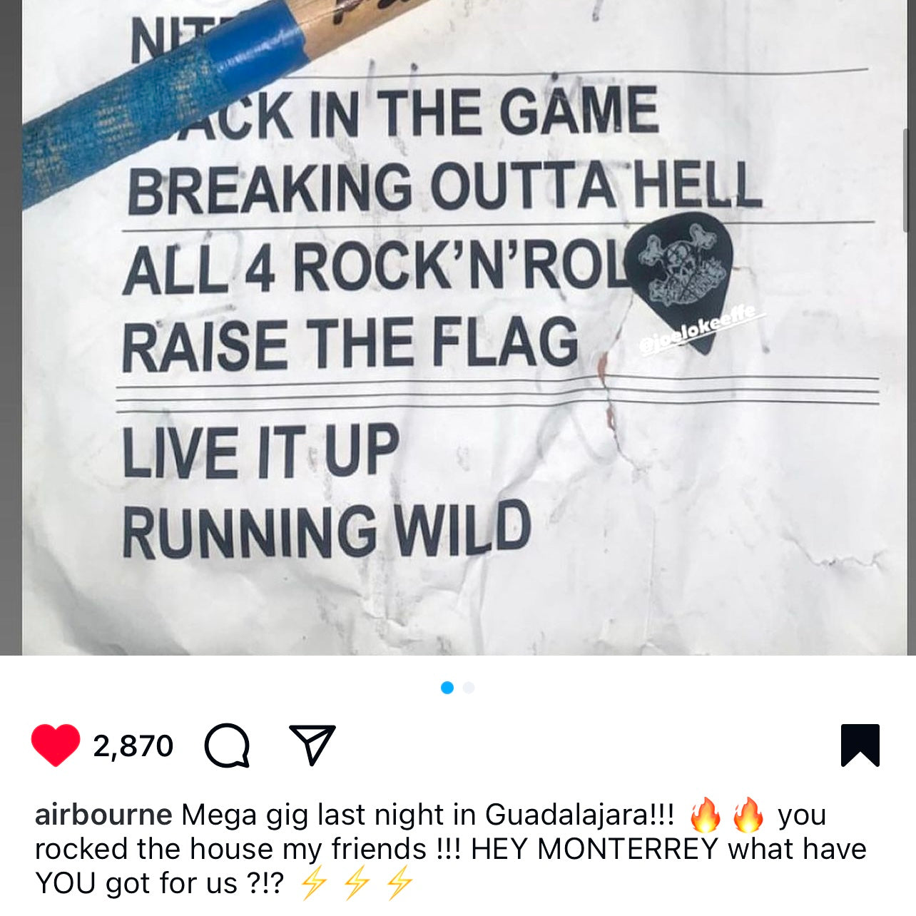 Setlist Airbourne