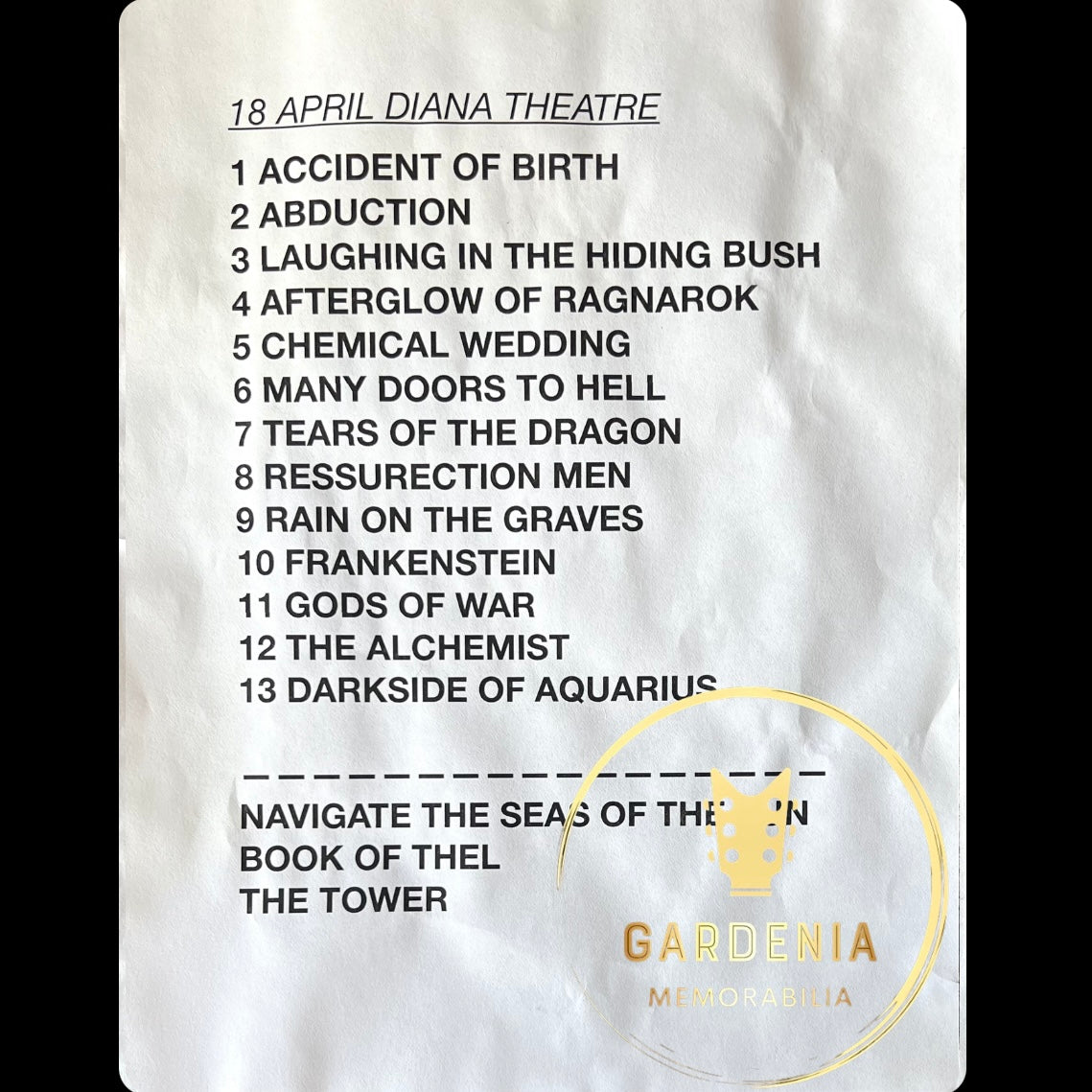 Setlist Bruce Dickinson